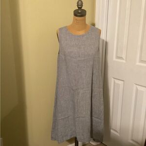 Eileen Fisher chambray light blue linen dress, size S